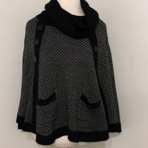 Candies knit gray black poncho turtleneck L